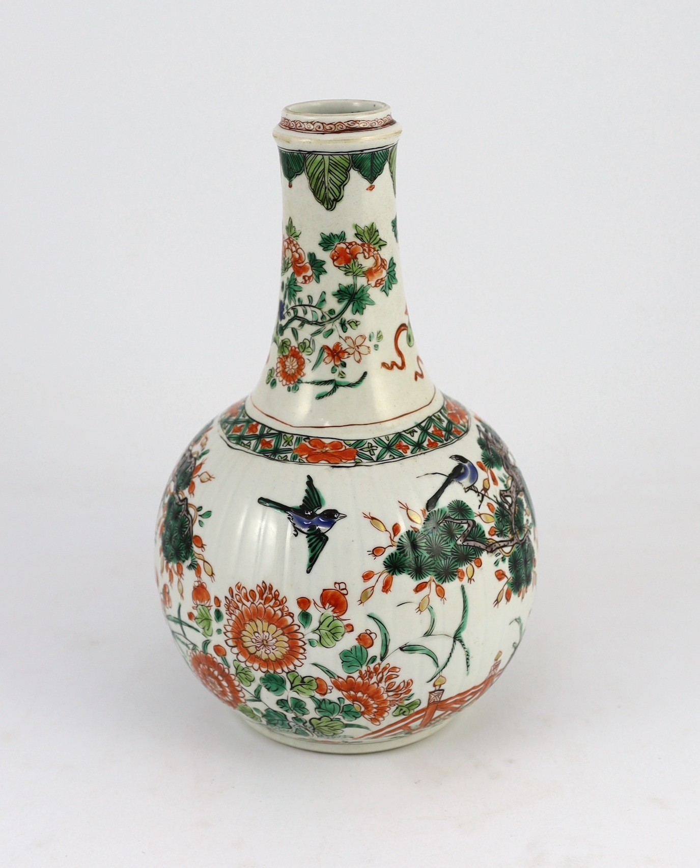 A Chinese famille verte bottle water bottle, Kangxi period, 24.5cm high
